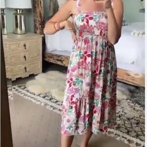 Grace & Lace Pink and Green Floral Midi Dress